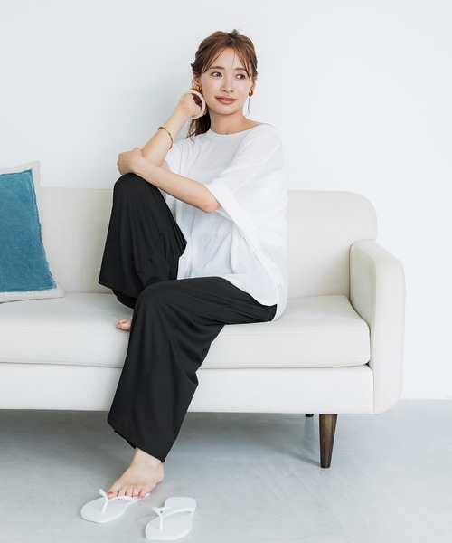 coca(coca)(コカ)の「\速乾/しわになりにくい/ストレッチ/とろみリブリラックスパンツ(その他パンツ・レディース・ライトベージュ/グレイッシュベージュ/ブラック/ネイビー・S/L/M)」の15枚目の写真