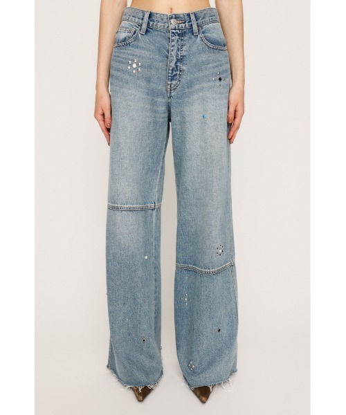 SLY(スライ)の「STUDS SEAM DESIGN FLARE PT-B スタッズ シームデザイン フレアパンツ ビー 秋服(デニムパンツ・レディース・ブルー・1/2)」の5枚目の写真