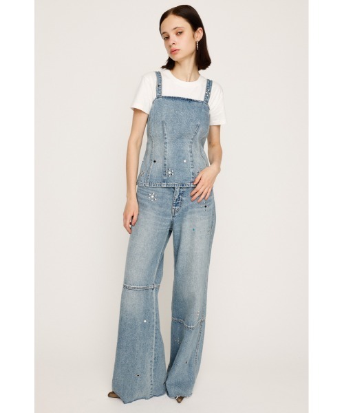 SLY(スライ)の「STUDS SEAM DESIGN FLARE PT-B スタッズ シームデザイン フレアパンツ ビー 秋服(デニムパンツ・レディース・ブルー・1/2)」の4枚目の写真