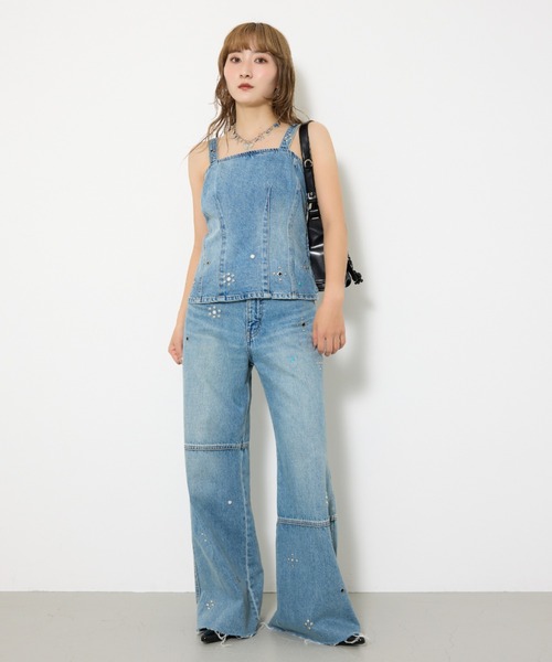 SLY(スライ)の「STUDS SEAM DESIGN FLARE PT-B スタッズ シームデザイン フレアパンツ ビー 秋服(デニムパンツ・レディース・ブルー・1/2)」の13枚目の写真