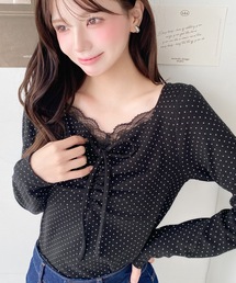 Tシャツ/カットソー（ブラック/黒色系・花柄・ボタニカル柄