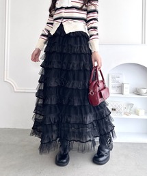 セール】スカート（ブラック/黒色系・チュール）ファッション
