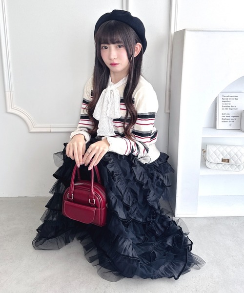 Loueme(ルエム)の「チュールオーガンジーティアードスカート(スカート・レディース・ピンク/ブラウン/アイボリー/ブラック・FREE)」の8枚目の写真
