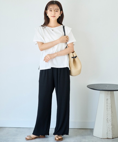 mil(ミル)の「【接触冷感】ランダムリブ リラックスワイドパンツ 【587140】(その他パンツ・レディース・ブラック/ダークブラウン/モカ・S-Short/M-Short/S-Regular)」の19枚目の写真
