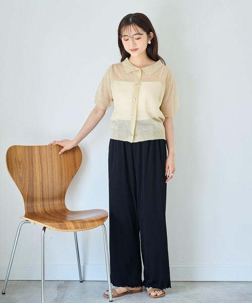 mil(ミル)の「【接触冷感】ランダムリブ リラックスワイドパンツ 【587140】(その他パンツ・レディース・ブラック/ダークブラウン/モカ・S-Short/M-Short/S-Regular)」の18枚目の写真