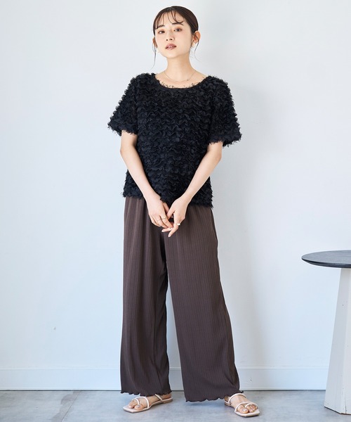 mil(ミル)の「【接触冷感】ランダムリブ リラックスワイドパンツ 【587140】(その他パンツ・レディース・ブラック/ダークブラウン/モカ・S-Short/M-Short/S-Regular)」の17枚目の写真