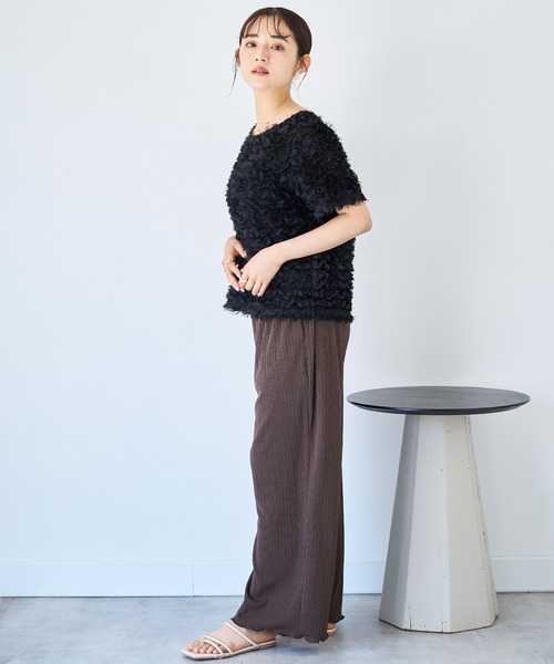 mil(ミル)の「【接触冷感】ランダムリブ リラックスワイドパンツ 【587140】(その他パンツ・レディース・ブラック/ダークブラウン/モカ・S-Short/M-Short/S-Regular)」の16枚目の写真
