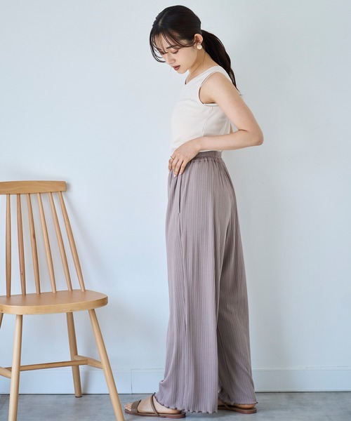 mil(ミル)の「【接触冷感】ランダムリブ リラックスワイドパンツ 【587140】(その他パンツ・レディース・ブラック/ダークブラウン/モカ・S-Short/M-Short/S-Regular)」の11枚目の写真