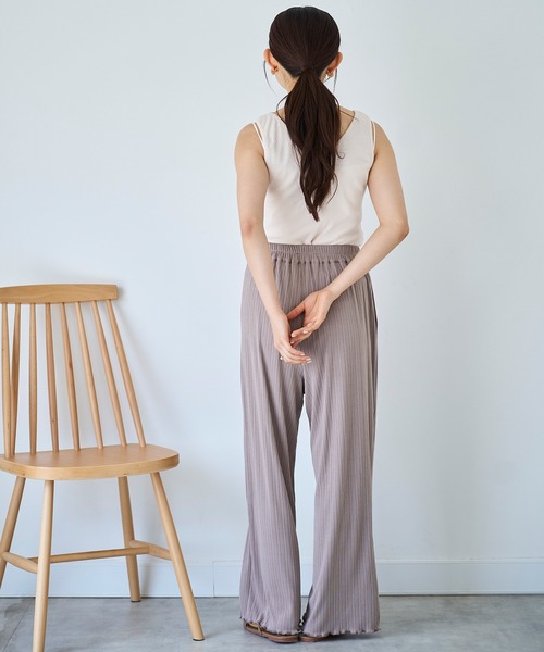 mil(ミル)の「【接触冷感】ランダムリブ リラックスワイドパンツ 【587140】(その他パンツ・レディース・ブラック/ダークブラウン/モカ・S-Short/M-Short/S-Regular)」の10枚目の写真