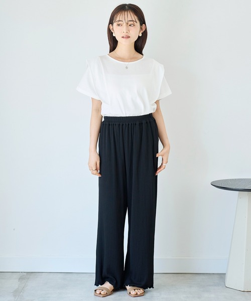 mil(ミル)の「【接触冷感】ランダムリブ リラックスワイドパンツ 【587140】(その他パンツ・レディース・ブラック/ダークブラウン/モカ・S-Short/M-Short/S-Regular)」の22枚目の写真