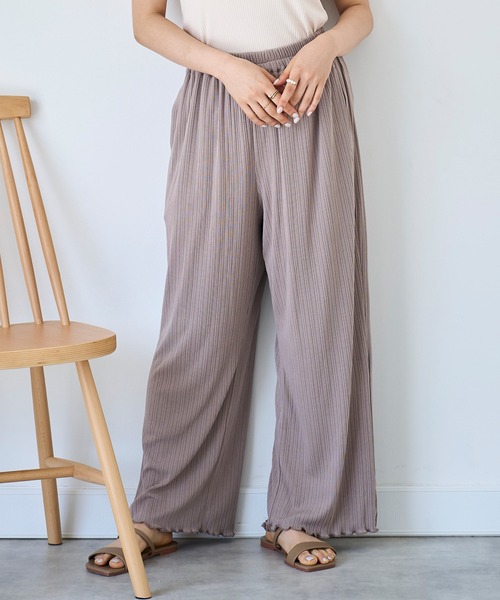 mil(ミル)の「【接触冷感】ランダムリブ リラックスワイドパンツ 【587140】(その他パンツ・レディース・ブラック/ダークブラウン/モカ・S-Short/M-Short/S-Regular)」の9枚目の写真