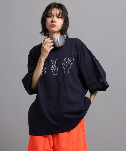 GEORGE'S（ジョージズ）の「ハンドグラフィックTシャツ（Tシャツ/カットソー・メンズ・ホワイト/ネイビー・LARGE/MEDIUM）」の9枚目の写真