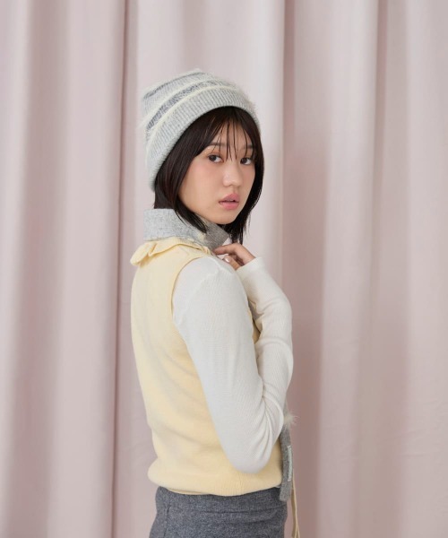 kaorinomori(カオリノモリ)の「kaorinomori キュアニット / カオリノモリ(ニットキャップ/ビーニー・レディース・グレー/ピンク/ブラウン・FREE)」の7枚目の写真