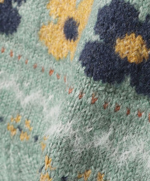 BEAMS mini（ビームスミニ）の「フラワー ケーブル ニット ワンピース 2025FW（90～140cm）（ワンピース・キッズ・ホワイト系その他5/サックスブルー・90/100/110/120/140/130）」の19枚目の写真