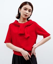 UNTITLED [L]ルミーナウールVネックニット パープル　48(6L) UNTITLED（アンタイトル）の「◇[L]ルミーナウール Vネックニット