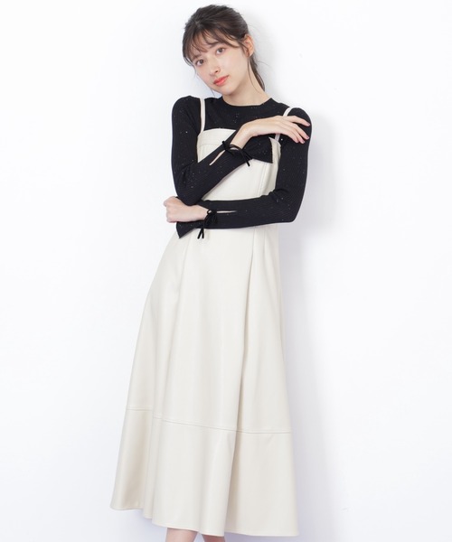 JILL by JILL STUART(ジルバイジルスチュアート)の「◇バリエーションキャミワンピース(ワンピース・レディース・ブラウン/ホワイト・MEDIUM/SMALL)」の1枚目の写真