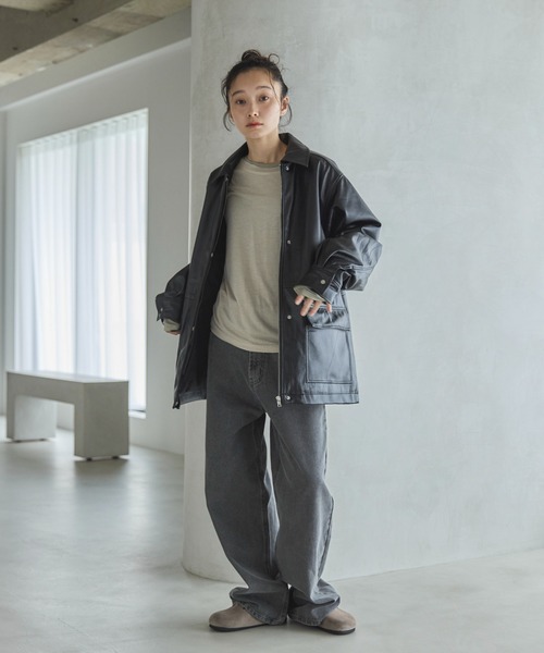 feepur（フェピュール）の「フェイクレザー中綿ブルゾン（その他アウター・レディース・ブラック/ブラウン・MEDIUM）」の7枚目の写真