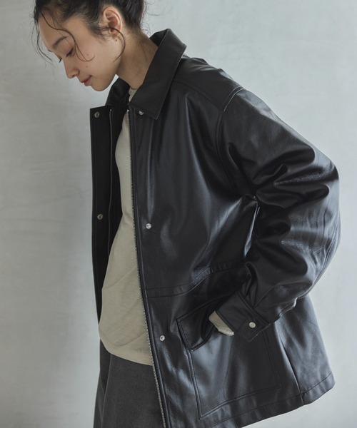 feepur（フェピュール）の「フェイクレザー中綿ブルゾン（その他アウター・レディース・ブラック/ブラウン・MEDIUM）」の9枚目の写真