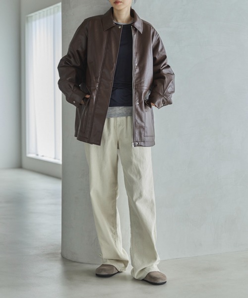 feepur（フェピュール）の「フェイクレザー中綿ブルゾン（その他アウター・レディース・ブラック/ブラウン・MEDIUM）」の12枚目の写真