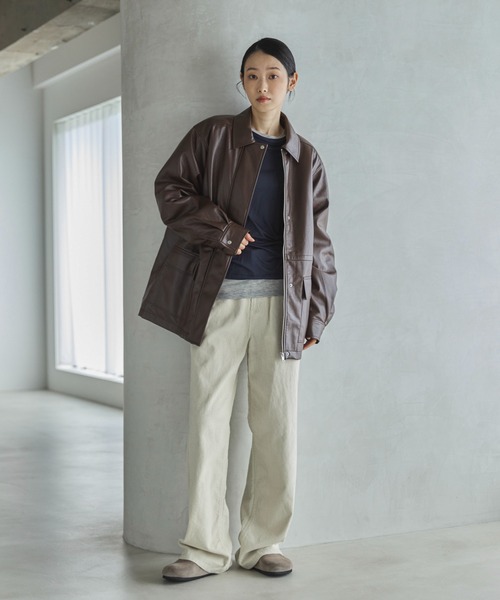 feepur（フェピュール）の「フェイクレザー中綿ブルゾン（その他アウター・レディース・ブラック/ブラウン・MEDIUM）」の15枚目の写真