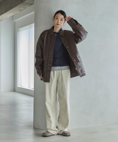 feepur（フェピュール）の「フェイクレザー中綿ブルゾン（その他アウター・レディース・ブラック/ブラウン・MEDIUM）」の13枚目の写真