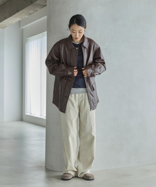 feepur（フェピュール）の「フェイクレザー中綿ブルゾン（その他アウター・レディース・ブラック/ブラウン・MEDIUM）」の17枚目の写真