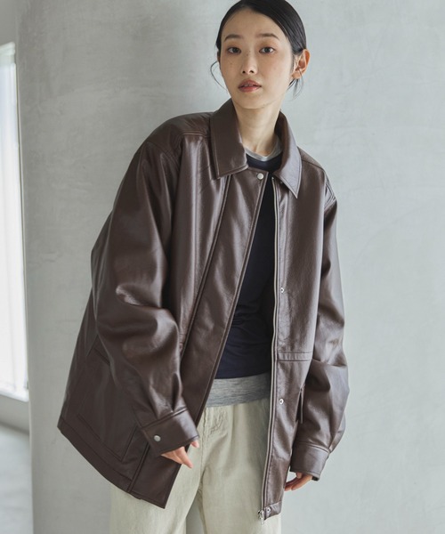 feepur（フェピュール）の「フェイクレザー中綿ブルゾン（その他アウター・レディース・ブラック/ブラウン・MEDIUM）」の20枚目の写真