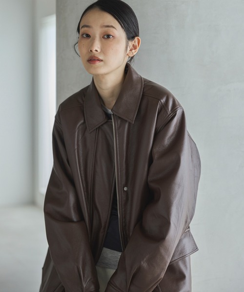 feepur（フェピュール）の「フェイクレザー中綿ブルゾン（その他アウター・レディース・ブラック/ブラウン・MEDIUM）」の21枚目の写真