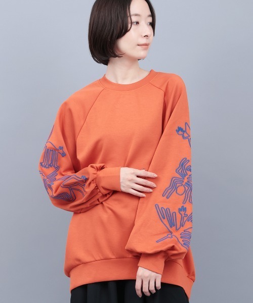 チチカカ（チチカカ）の「ナスカ刺繍スリーブプルオーバー（スウェット・レディース・オレンジ/ブラック/ホワイト・FREE）」の3枚目の写真