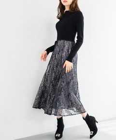 レースシャーリングワンピース（BLACK） レースシャーリングワンピース（BLACK）