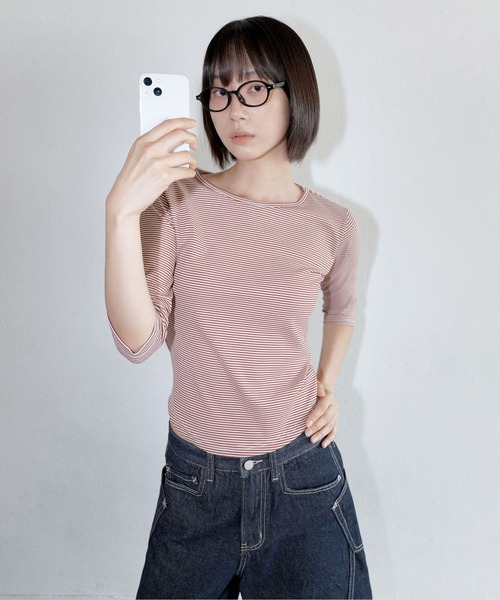 UNE MANSION(ユヌマンション)の「【UNE ORIGINAL】選べるユニークパターンラウンドネック7分丈カットソー(Tシャツ/カットソー・レディース・チャコールグレー/バーガンディー/ネイビー/ブラック・SMALL/MEDIUM)」の17枚目の写真