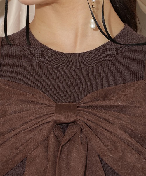 WILLSELECTION（ウィルセレクション）の「チュールオフショルリブニット（ニット/セーター・レディース・ピンク/ダークブラウン/ブラック/オフホワイト・FREE）」の22枚目の写真
