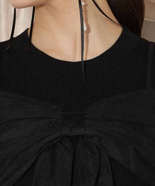 WILLSELECTION（ウィルセレクション）の「チュールオフショルリブニット（ニット/セーター・レディース・ピンク/ダークブラウン/ブラック/オフホワイト・FREE）」の15枚目の写真