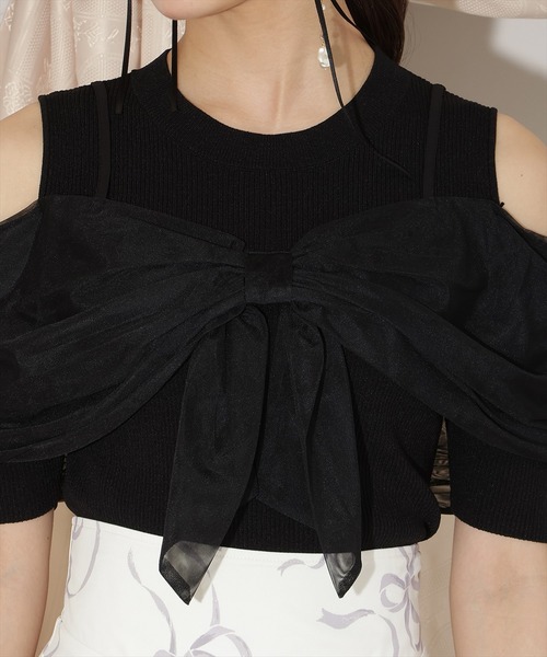 WILLSELECTION（ウィルセレクション）の「チュールオフショルリブニット（ニット/セーター・レディース・ピンク/ダークブラウン/ブラック/オフホワイト・FREE）」の16枚目の写真