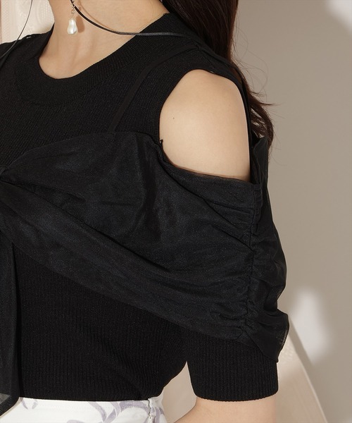 WILLSELECTION（ウィルセレクション）の「チュールオフショルリブニット（ニット/セーター・レディース・ピンク/ダークブラウン/ブラック/オフホワイト・FREE）」の17枚目の写真