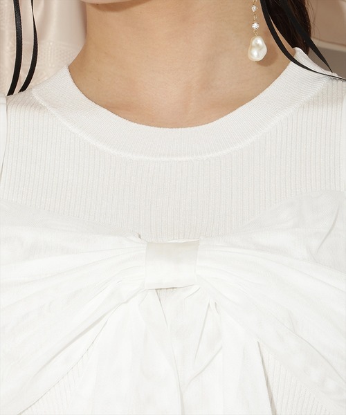 WILLSELECTION（ウィルセレクション）の「チュールオフショルリブニット（ニット/セーター・レディース・ピンク/ダークブラウン/ブラック/オフホワイト・FREE）」の8枚目の写真