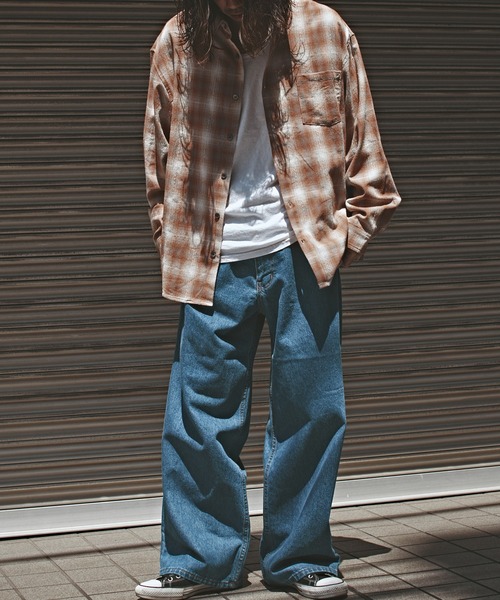 ALL RUNS（オールランズ）の「オーバーサイズ オンブレチャックシャツ（シャツ/ブラウス・メンズ・ブラック/オレンジ/マスタード・L/M）」の18枚目の写真