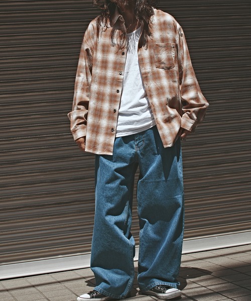 ALL RUNS（オールランズ）の「オーバーサイズ オンブレチャックシャツ（シャツ/ブラウス・メンズ・ブラック/オレンジ/マスタード・L/M）」の19枚目の写真