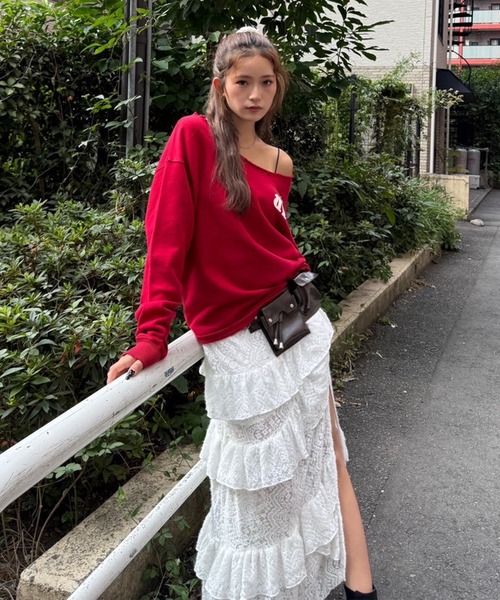 ACLENT（アクレント）の「フラッフィーレースティアードロングスカート（スカート・レディース・ホワイト/ブラック・FREE）」の20枚目の写真