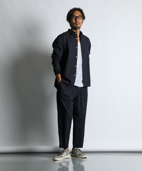 The DUFFER of ST.GEORGE（ザダファーオブセントジョージ）の「LINEN BLEND COOLMAX EASY WIDE PANTS：セットアップ 麻混クールマックス テーパード イージーワイドパンツ（その他パンツ・メンズ・ネイビー/グレイッシュベージュ・X-LARGE/LARGE/MEDIUM/SMALL）」の9枚目の写真