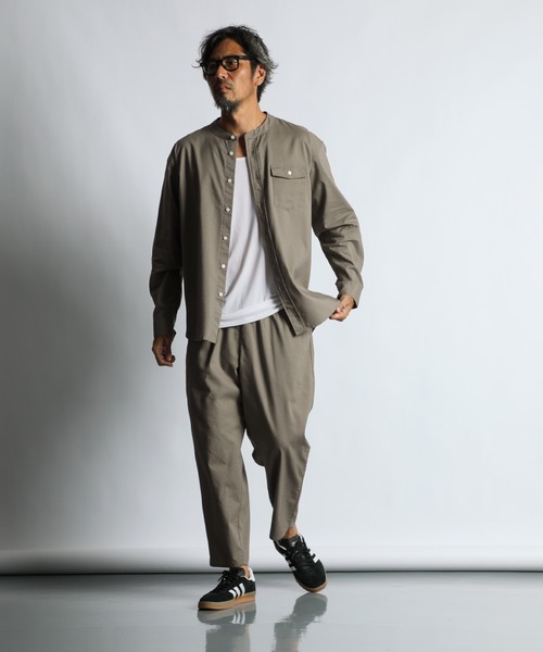 The DUFFER of ST.GEORGE（ザダファーオブセントジョージ）の「LINEN BLEND COOLMAX EASY WIDE PANTS：セットアップ 麻混クールマックス テーパード イージーワイドパンツ（その他パンツ・メンズ・ネイビー/グレイッシュベージュ・X-LARGE/LARGE/MEDIUM/SMALL）」の14枚目の写真