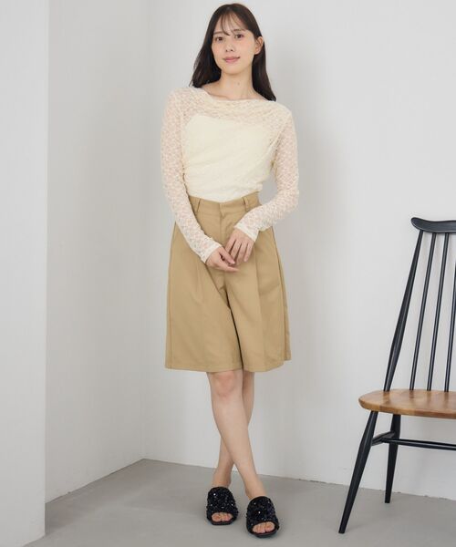 RETRO GIRL（レトロガール）の「ドレープレースCT（Tシャツ/カットソー・レディース・ナチュラル/ブラウン/ブラック・FREE）」の4枚目の写真