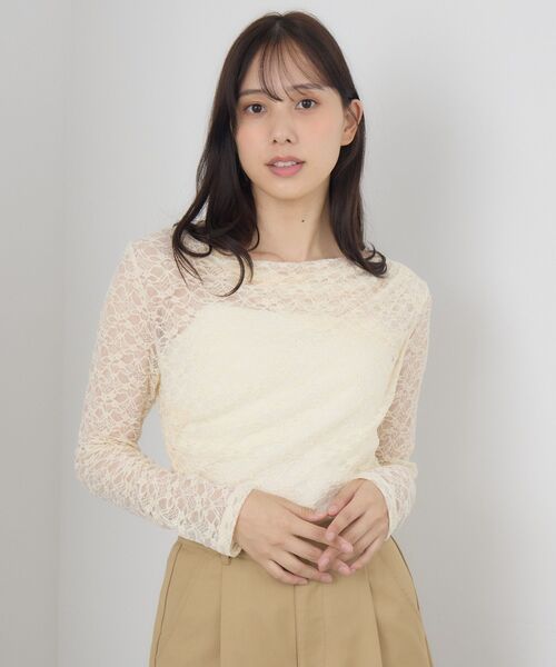 RETRO GIRL（レトロガール）の「ドレープレースCT（Tシャツ/カットソー・レディース・ナチュラル/ブラウン/ブラック・FREE）」の8枚目の写真