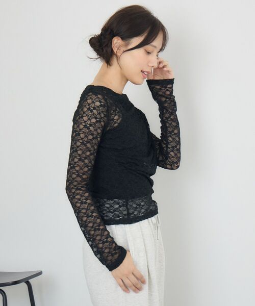 RETRO GIRL（レトロガール）の「ドレープレースCT（Tシャツ/カットソー・レディース・ナチュラル/ブラウン/ブラック・FREE）」の17枚目の写真