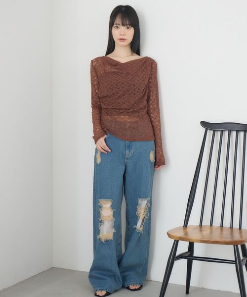 RETRO GIRL（レトロガール）の「ドレープレースCT（Tシャツ/カットソー・レディース・ナチュラル/ブラウン/ブラック・FREE）」の20枚目の写真