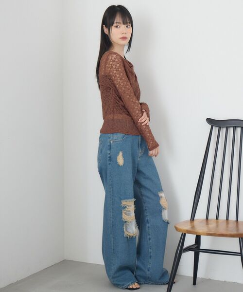 RETRO GIRL（レトロガール）の「ドレープレースCT（Tシャツ/カットソー・レディース・ナチュラル/ブラウン/ブラック・FREE）」の21枚目の写真