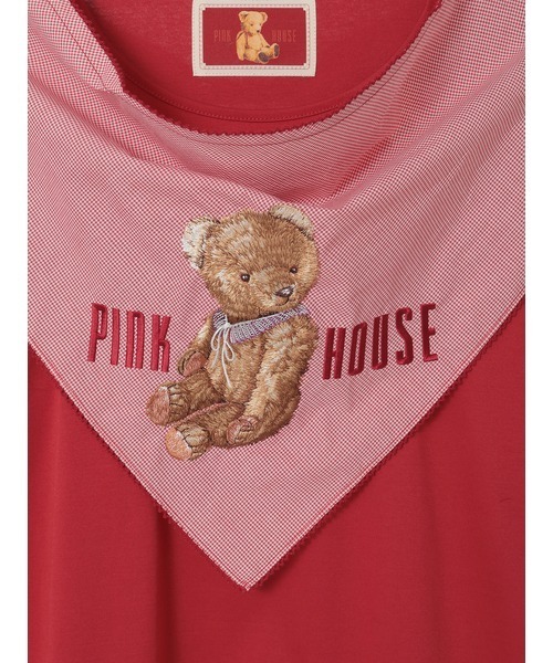 希少♡PINK HOUSE ♡テディベア 総柄カットソー♡新品 PINK HOUSE（ピンクハウス）の「テディベア刺繍ギンガムバンダナ付き
