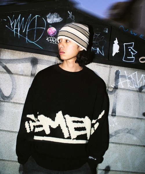 ELEMENT(エレメント)の「ELEMENT メンズ TAG KNIT セーター 【2025年秋冬モデル】/エレメントビッグシルエットロゴニット・セーター(ニット/セーター・メンズ・ブラック/オフホワイト・MEDIUM/LARGE/X-LARGE)」の1枚目の写真