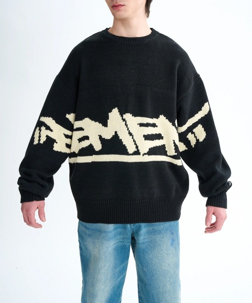 ELEMENT(エレメント)の「ELEMENT メンズ TAG KNIT セーター 【2025年秋冬モデル】/エレメントビッグシルエットロゴニット・セーター(ニット/セーター・メンズ・ブラック/オフホワイト・MEDIUM/LARGE/X-LARGE)」の6枚目の写真