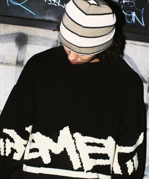 ELEMENT(エレメント)の「ELEMENT メンズ TAG KNIT セーター 【2025年秋冬モデル】/エレメントビッグシルエットロゴニット・セーター(ニット/セーター・メンズ・ブラック/オフホワイト・MEDIUM/LARGE/X-LARGE)」の10枚目の写真
